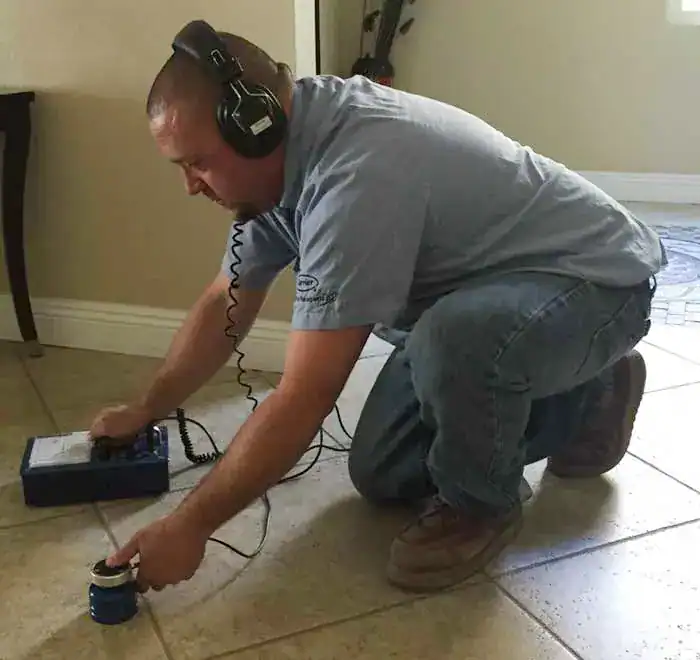 Slab leak detection under concrete foundation Fontana CA