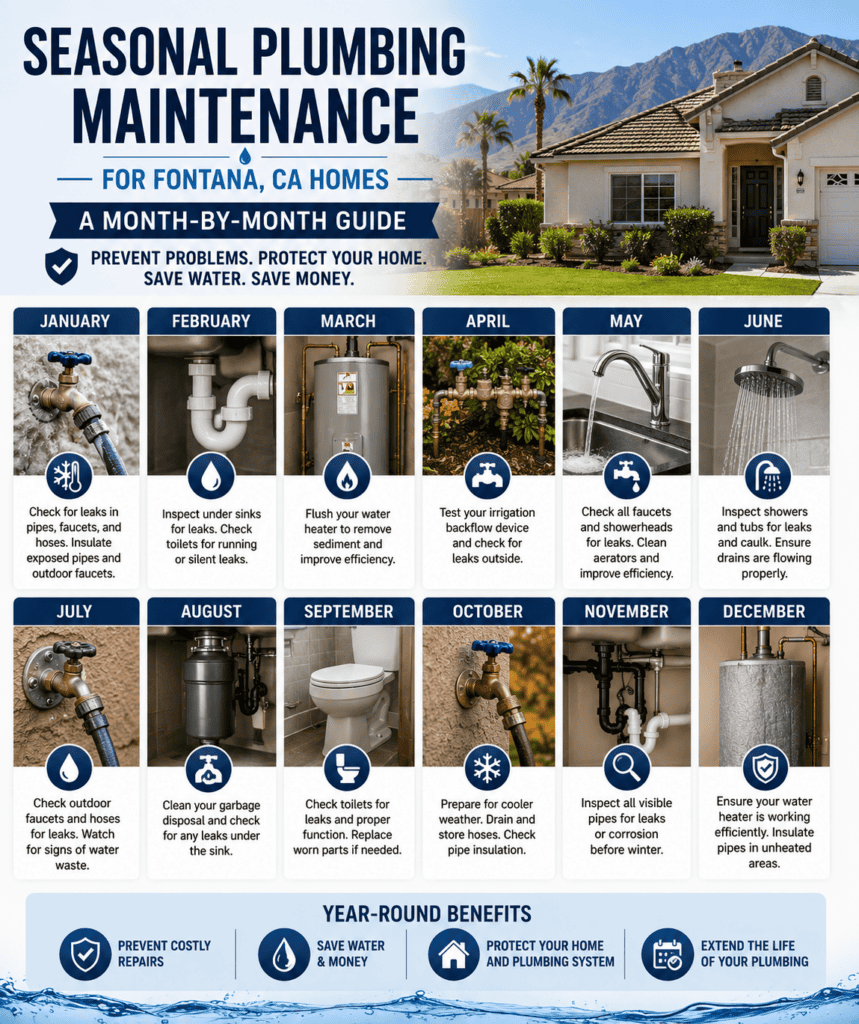 Seasonal Plumbing Maintenance for Fontana, CA Homes: A Month-by-Month Guide